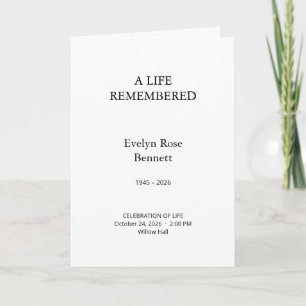Simple Text-Only Memorial Service Program