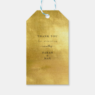 Simple Text Only Metallic Gold Wedding Gift Tags