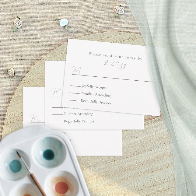 Simple, Text-Only, Minimalist Wedding RSVP Card (simple, minimalist, blank text-only wedding rsvp, elegant script, return, reply enclosure card)