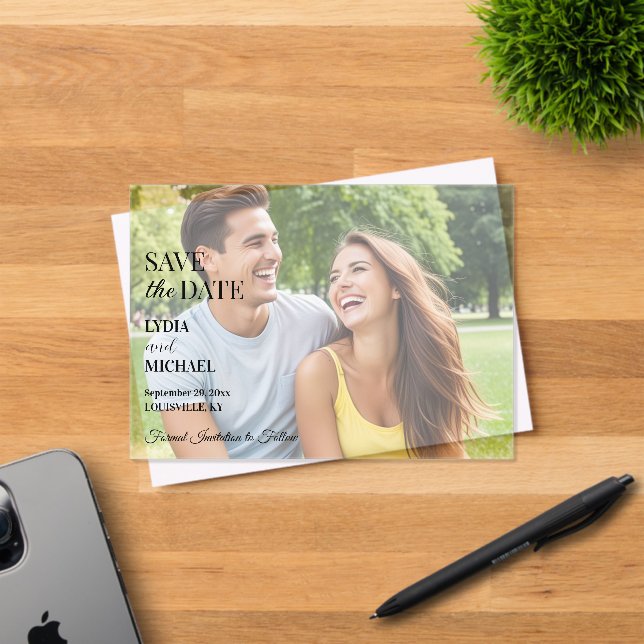 Simple Text Overlay Photo Acrylic Invitations (Insitu (Invitation Card))