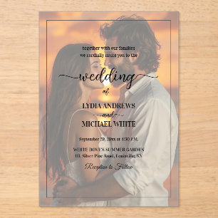 Simple Text Overlay Photo Wedding Acrylic Invitations