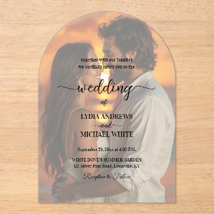 Simple Text Overlay Photo Wedding Acrylic Invitations