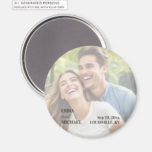 Simple Text Overlay Photo Wedding Favour Magnet
