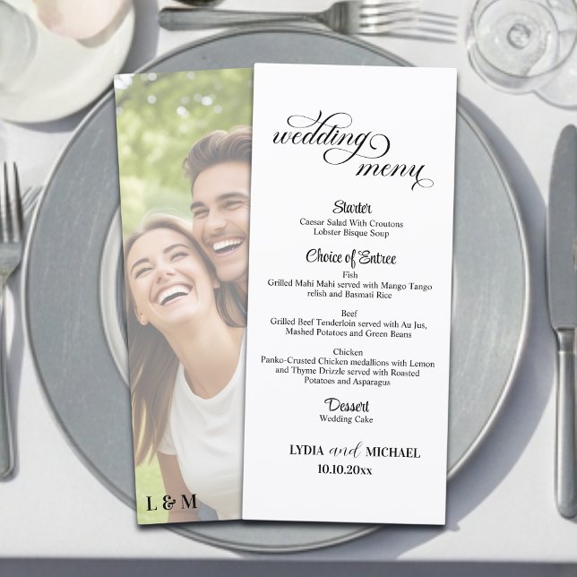Simple Text Photo Overlay 4x9'' Wedding Menu (Creator Uploaded)