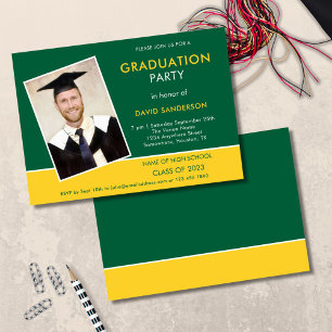 Simple Text Photo Yellow Green 2024 Graduation Invitation