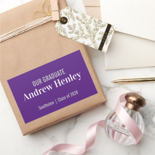Simple Text Purple Graduation Party Favour Rectangular Sticker