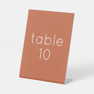 Simple Text Terracotta Custom Wedding Table Number Pedestal Sign
