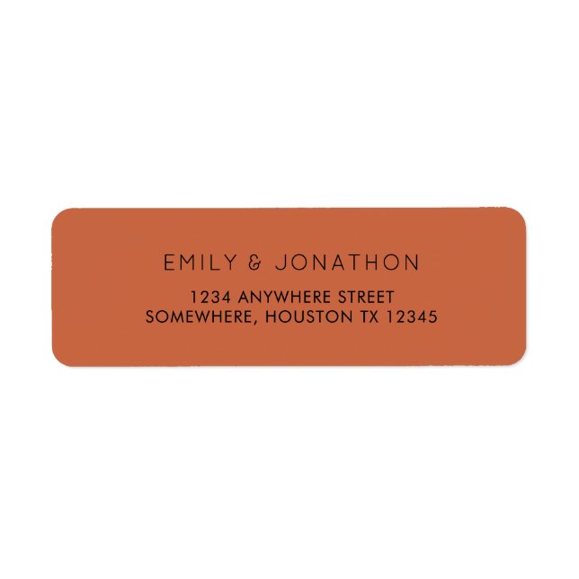 Simple Text Terracotta Return Name Address Label (Front)