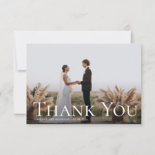 simple text thank you wedding photo card