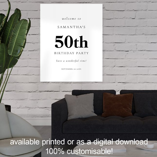 Simple Text Welcome to 50th Birthday Party Poster (Creator Uploaded)