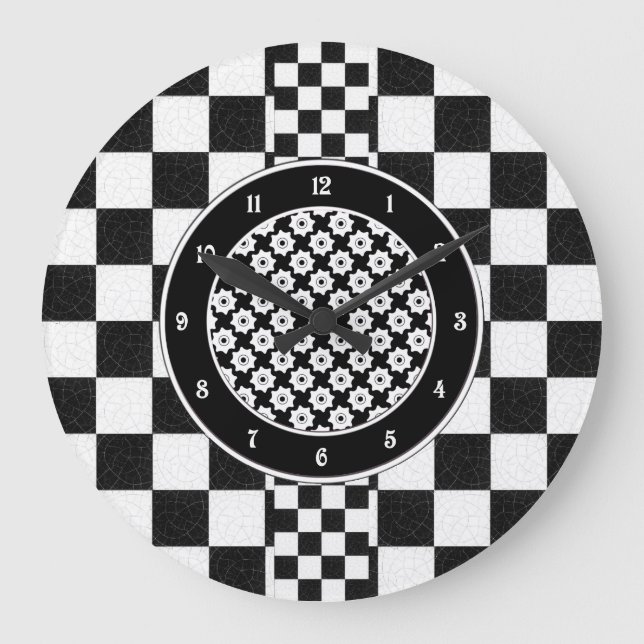 Simple textured chequerboard large clock (Front)