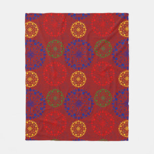 Simple textured snowy mandala fleece blanket