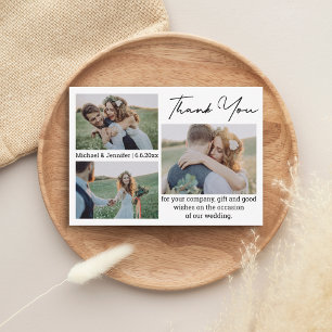 simple thank you 3 photos  wedding  card