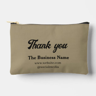 Simple thank you add business name details text t accessory pouch