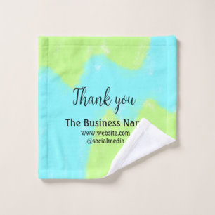 Simple thank you add business name details text t bath towel set