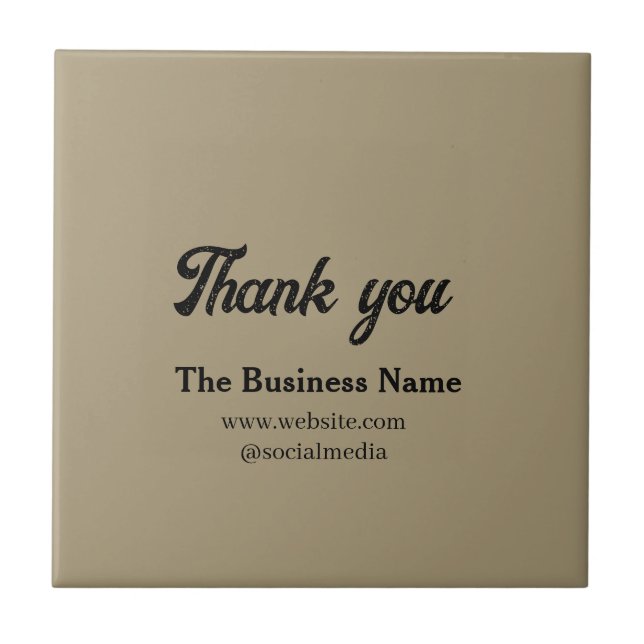 Simple thank you add business name details text  t ceramic tile (Front)
