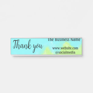 Simple thank you add business name details text t door sign
