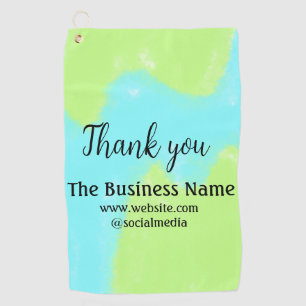 Simple thank you add business name details text t golf towel