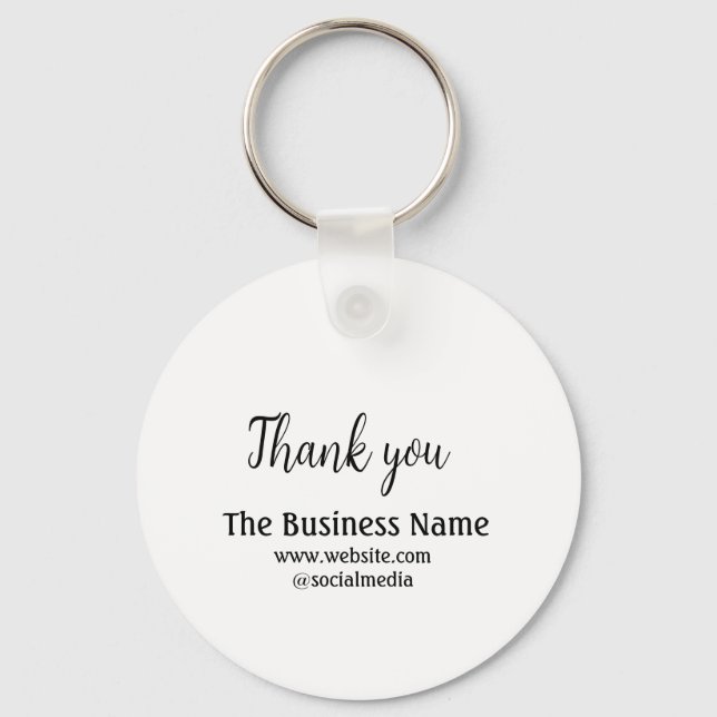 Simple thank you add business name details text  t key ring (Front)