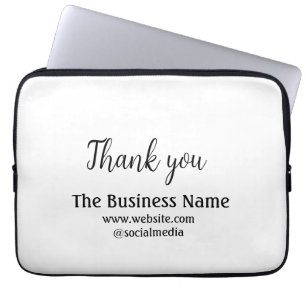 Simple thank you add business name details text t laptop sleeve