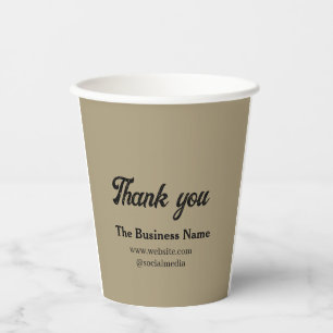 Simple thank you add business name details text  t paper cups