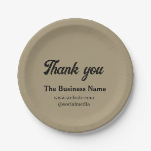 Simple thank you add business name details text  t paper plate