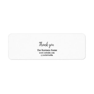 Simple thank you add business name details text t return address label