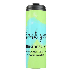 Simple thank you add business name details text t thermal tumbler