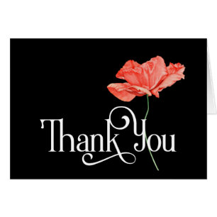 Simple Thank You Design with Beautiful Red Poppy