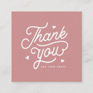 Simple Thank You For Your Order Qr Code   Pink Square Business Card