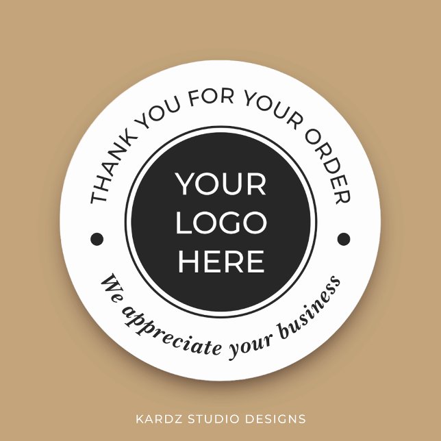 Simple Thank You for your order Round Sticker (Personalize this sticker with your logo for a complete branded look in your packaging)