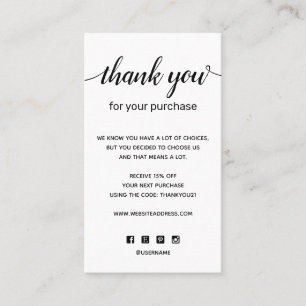 Simple Thank you For your Purchase Add Logo Business Card
