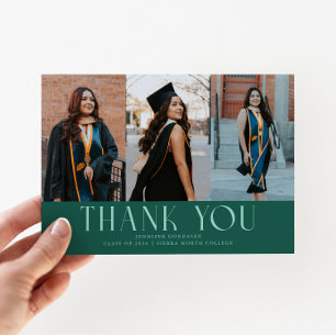 Simple Thank You Green Grad Multi Photo Announcement