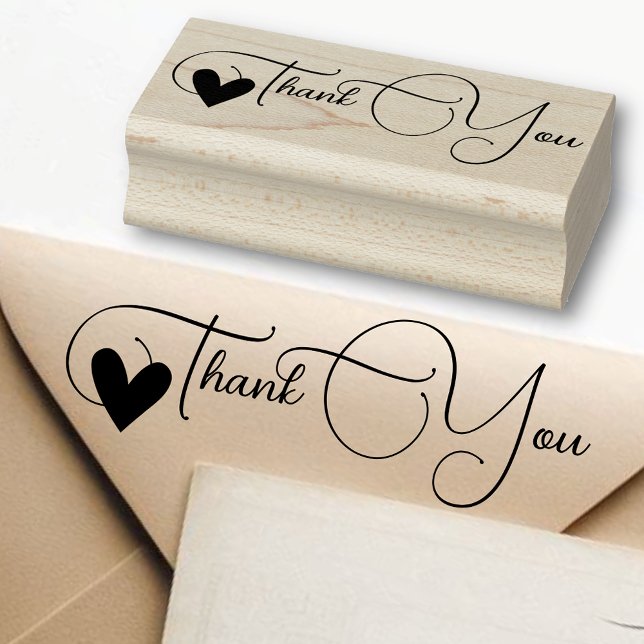 Simple Thank You Heart Calligraphy Simple Stylish  Rubber Stamp (Creator Uploaded)
