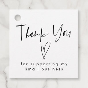 Simple Thank You Heart Small Business Favour Tags