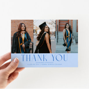 Simple Thank You Icy Blue Grad Multi Photo Announcement