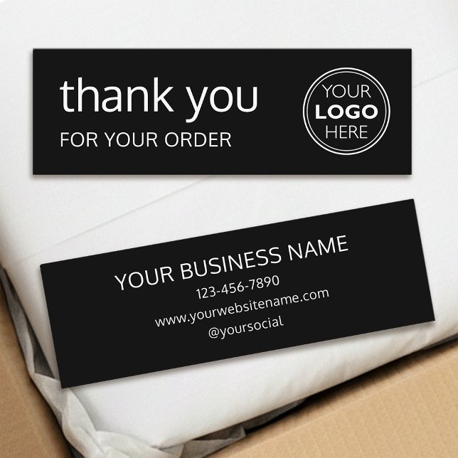 Simple Thank You Logo Brand Modern Black Mini Business Card (Creator Uploaded)