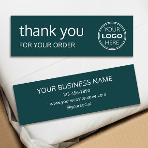 Simple Thank You Logo Brand Modern Green Mini Business Card