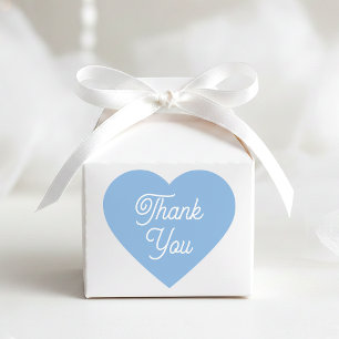 Simple Thank You Modern Blue Favour Cute Shaped Heart Sticker