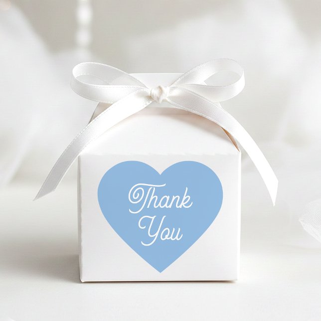 Simple Thank You Modern Blue Favour Cute Shaped Heart Sticker (Creator Uploaded)