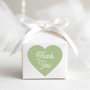 Simple Thank You Modern Green Favour Cute Shaped Heart Sticker