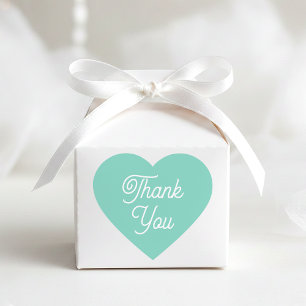 Simple Thank You Modern Mint Favour Cute Shaped Heart Sticker