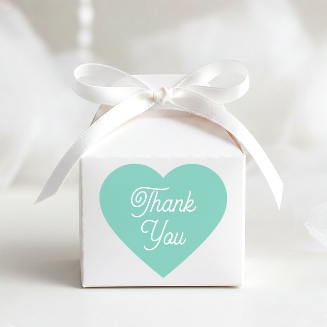 Simple Thank You Modern Mint Favour Cute Shaped Heart Sticker (Creator Uploaded)