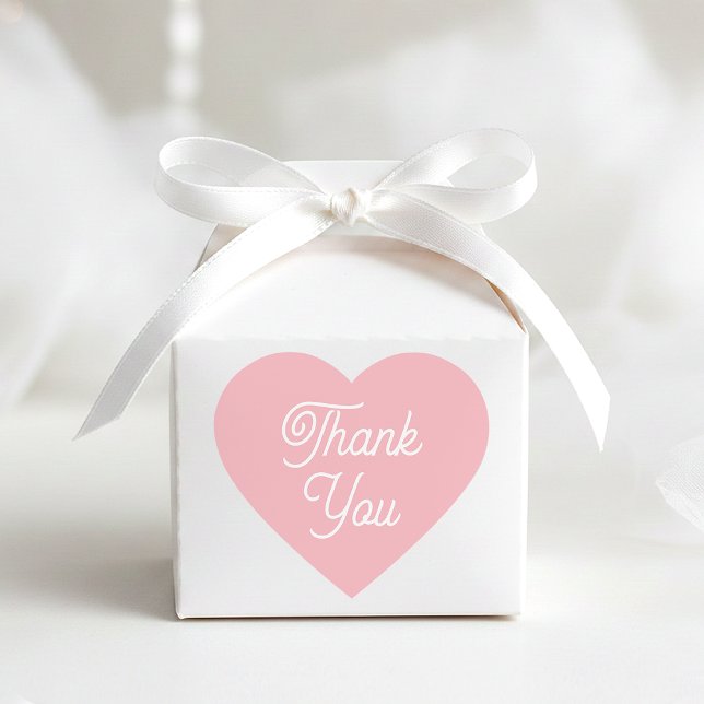 Simple Thank You Modern Pink Favour Cute Shaped Heart Sticker (Creator Uploaded)