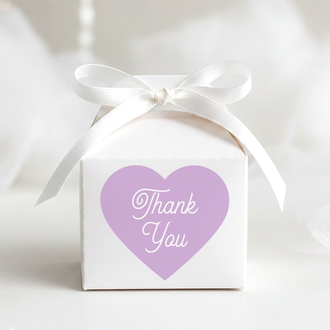 Simple Thank You Modern Purple Favour Cute Shaped Heart Sticker (Creator Uploaded)