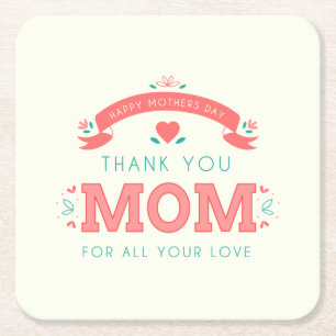Simple Thank You Mum Mother's Day Coaster