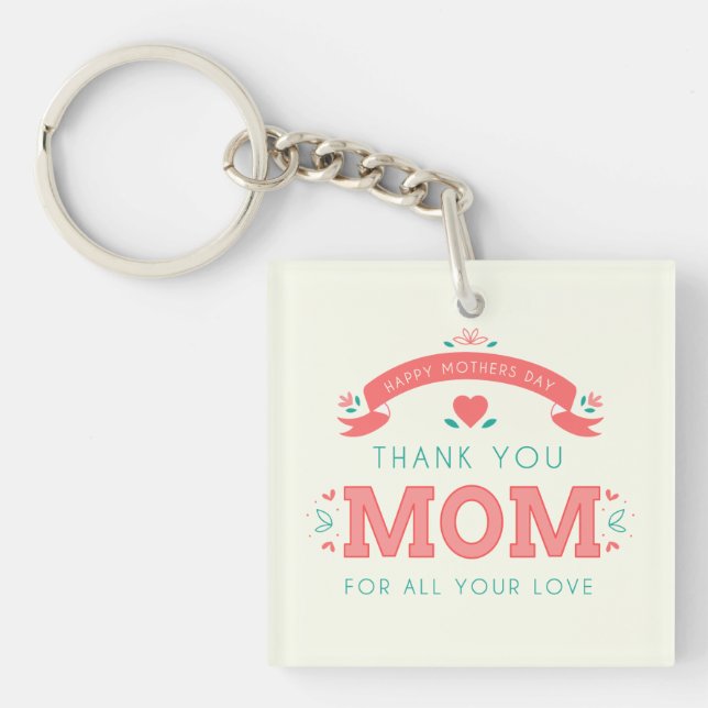 Simple Thank You Mum Mother's Day | Keychain (Front)