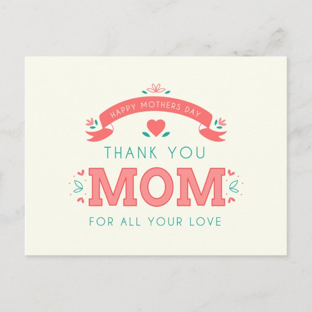 Simple Thank You Mum Mother's Day | Postcard (Front)