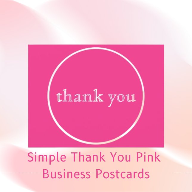 Simple Thank You Pink Business  Postcard (Creator Uploaded)