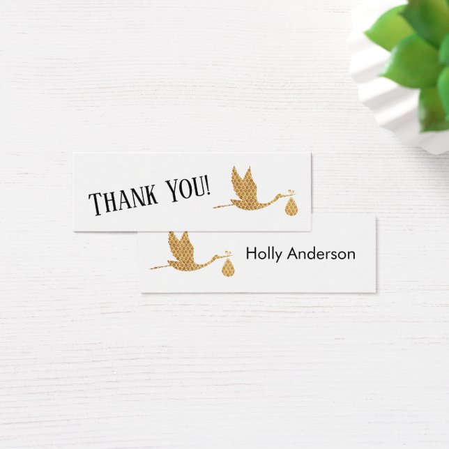 Simple Thank You Preppy Gold Stork Insert Cards (Desk)